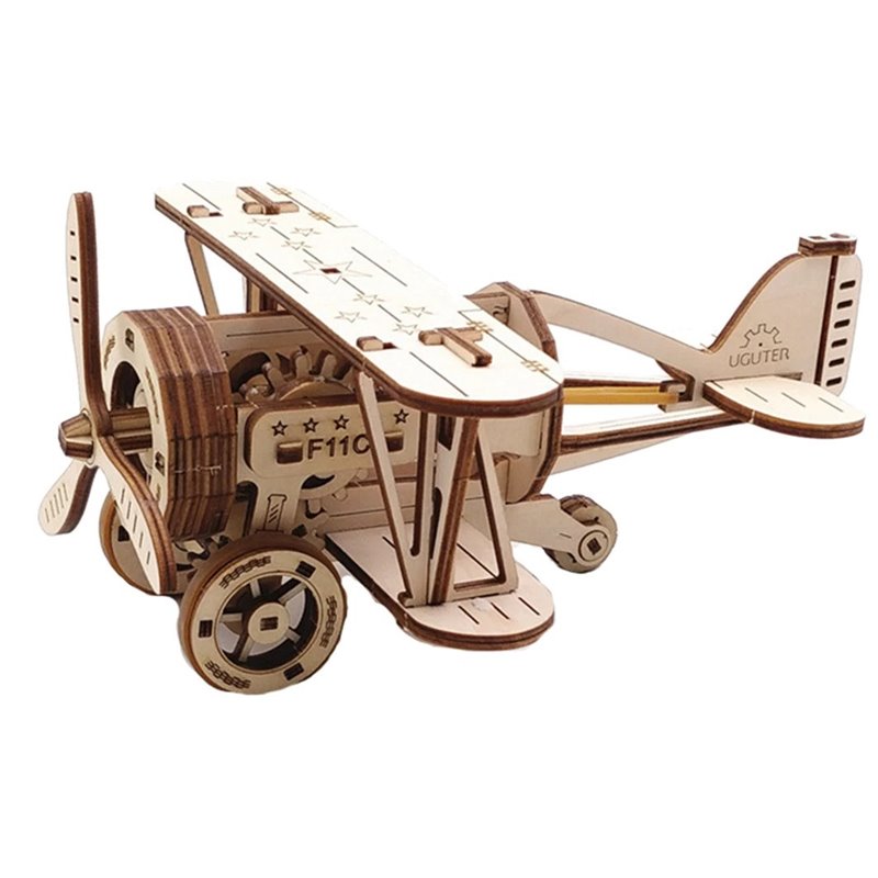 Doppeldecker Flugzeug - 3D Holzmodell Puzzle
