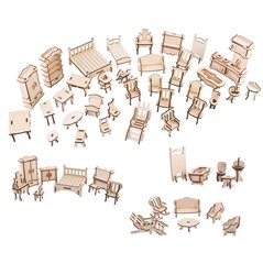 34 verschiedene Möbel - 3D Holz Puzzle