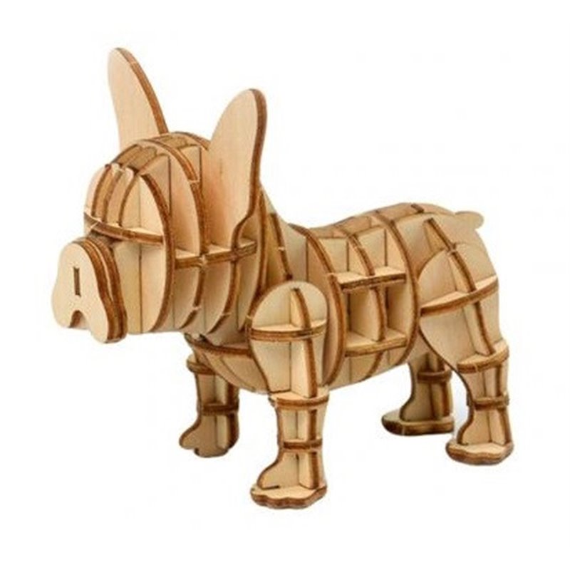 Hund Bulldogge - 3D Holzmodell Puzzle