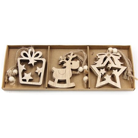 Weihnachtsschmuck 22 - 12er Set - 3D Holzmodell Puzzle