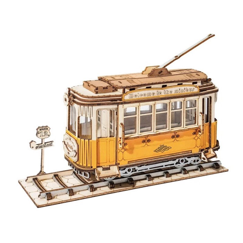 Retro Tram - 3D Holzmodell Puzzle