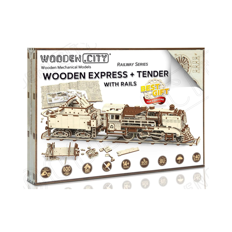 Wooden Express + Tender Eisenbahn - 3D Holz Puzzle