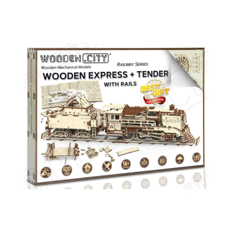Wooden Express + Tender Eisenbahn - 3D Holz Puzzle