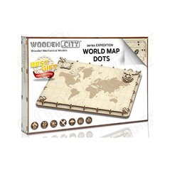 World Map Dots - 3D Holz Puzzle