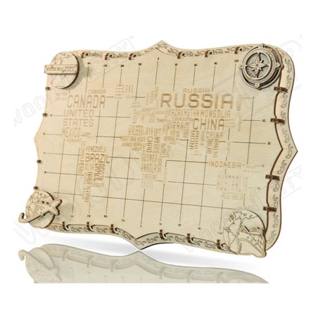 World Map Words - 3D Holz Puzzle